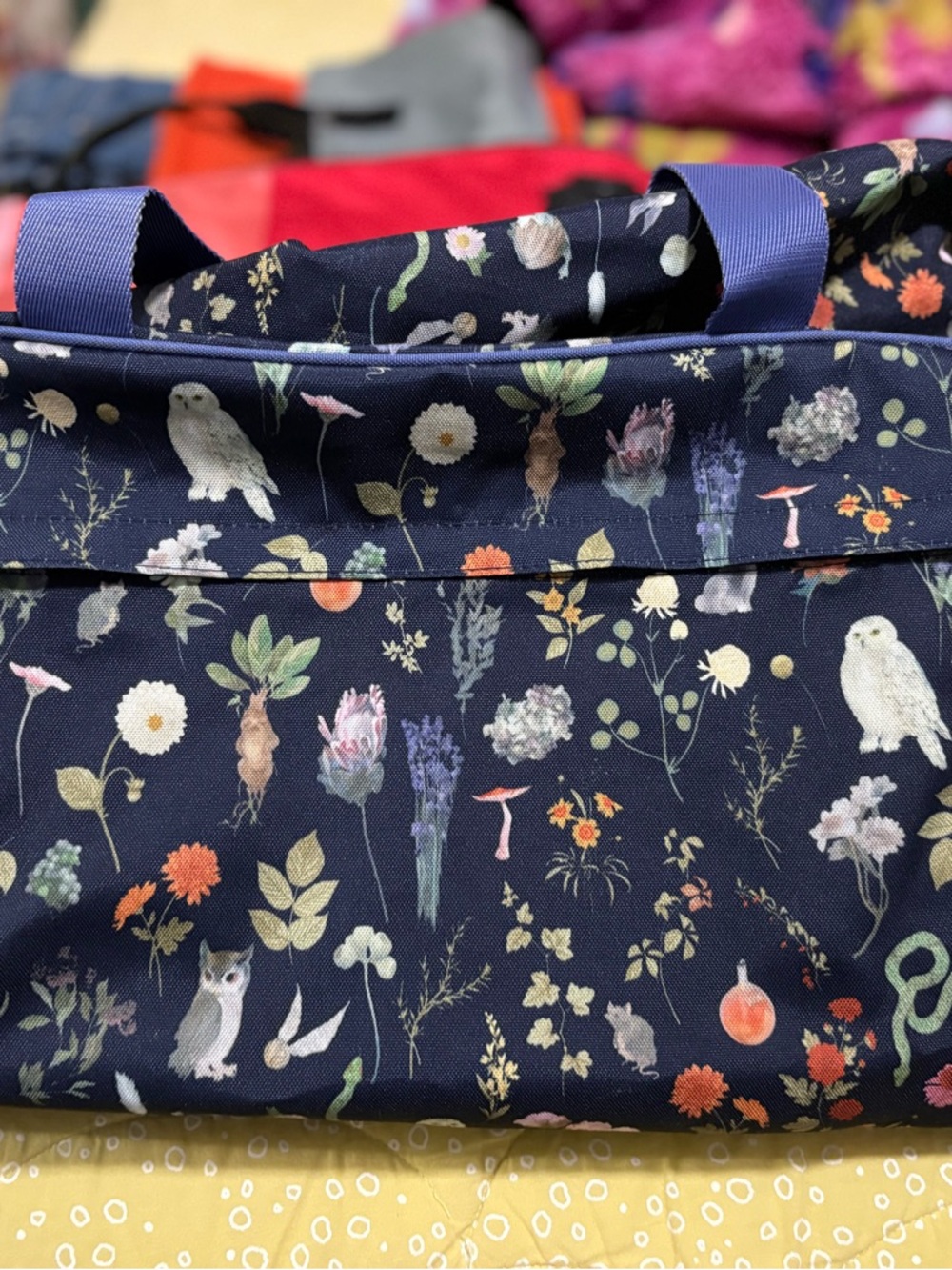 Pottery Barn Teen Navy Floral & Owl Print Tote